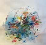 Acrylique bleu rouge&nbsp;spiralés