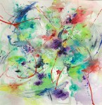 Acrylique vert pâle rouge et&nbsp;violet