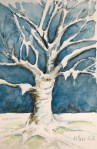 Aquarelle arbre hiver