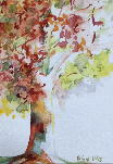 Aquarelle arbre rouge