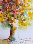 Aquarelle arbre rouge&nbsp;jaune