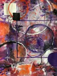 Acrylique abstrait sur fond orange et&nbsp;violet