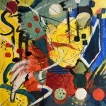 Acrylique jaune rouge et bleu&nbsp;30×30