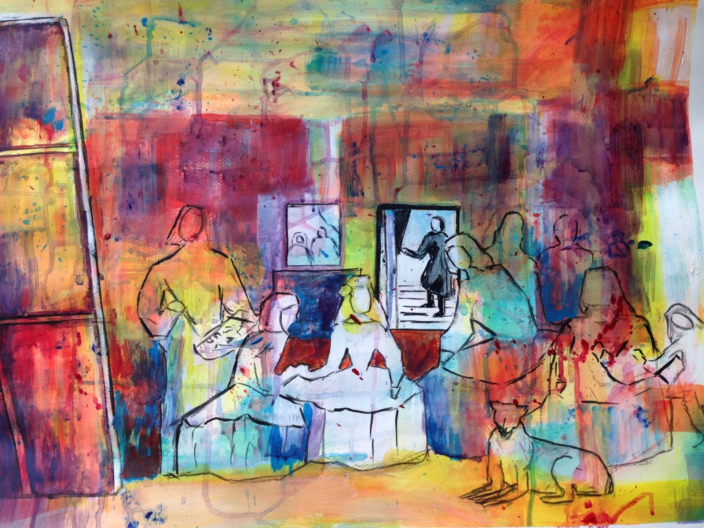 Acrylique - 65x50 - D'après les Ménines de Vélazquez - collection particulière