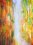 2024 – acrylique lumière et arbres couleurs feu 42 x&nbsp;30